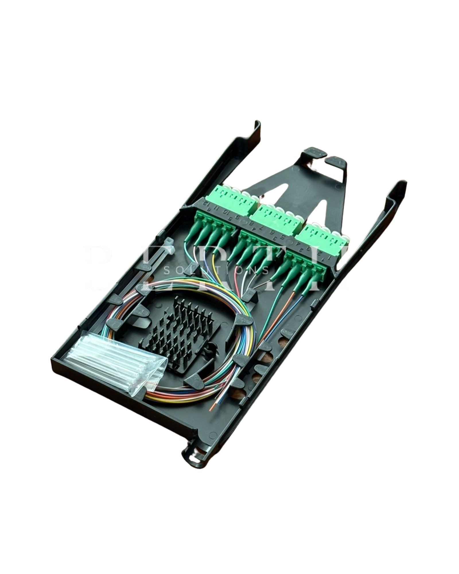 B LC APC Splice Cassette with 12 Colored 0.5M 900UM Pigtail